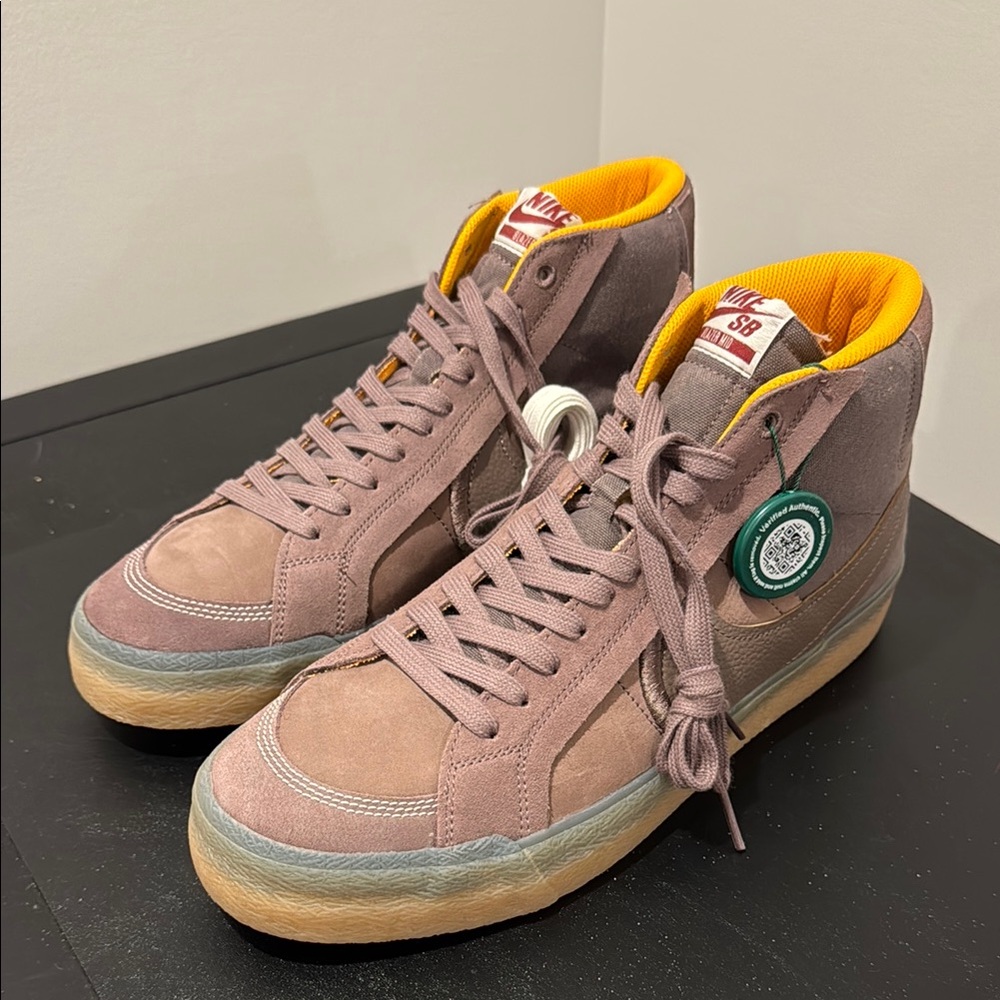 Nike Brown and Orange High-Top Sneakers Retro Style